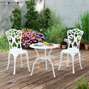 3 Piece Bistro Set with Umbrella Holes for Patio-White
