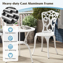 3 Piece Bistro Set with Umbrella Holes for Patio-White
