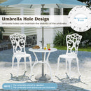 3 Piece Bistro Set with Umbrella Holes for Patio-White