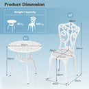 3 Piece Bistro Set with Umbrella Holes for Patio-White