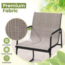 3-Piece Patio Bistro Set with Rectangle Dining Table and Fabric Armchairs-Brown
