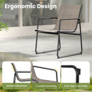 3-Piece Patio Bistro Set with Rectangle Dining Table and Fabric Armchairs-Brown