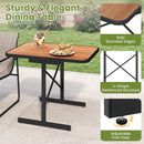3-Piece Patio Bistro Set with Rectangle Dining Table and Fabric Armchairs-Brown