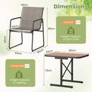 3-Piece Patio Bistro Set with Rectangle Dining Table and Fabric Armchairs-Brown