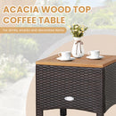 3 Pieces Patio Rattan Furniture Set with Cushions for Porch Backyard-Brown