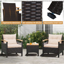3 Pieces Patio Rattan Furniture Set with Cushions for Porch Backyard-Brown
