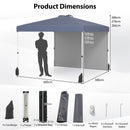 3 X 3 M Pop Up Canopy Tent With 1 Sidewall Wheeled Bag-Grey