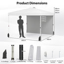 3 X 3 M Pop Up Canopy Tent With 1 Sidewall Wheeled Bag-White