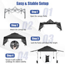 3 X 3m Rolling Pop Up Gazebo With Adjustable Dual Awnings And Height-Black