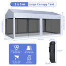 3 X 6 M Pop-Up Canopy UV Screen House Party Tent With Removable Sidewalls-White