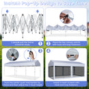 3 X 6 M Pop-Up Canopy UV Screen House Party Tent With Removable Sidewalls-White