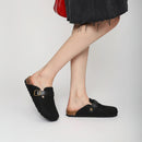Closed-Toe Slip-On Mules Sandals - Black