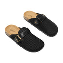 Closed-Toe Slip-On Mules Sandals - Black