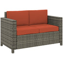 Outsunny Rattan Wicker 2-seat Sofa Loveseat Padded Garden Furniture