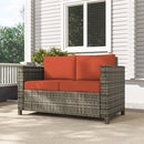 Outsunny Rattan Wicker 2-seat Sofa Loveseat Padded Garden Furniture