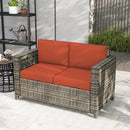 Outsunny Rattan Wicker 2-seat Sofa Loveseat Padded Garden Furniture