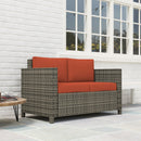 Outsunny Rattan Wicker 2-seat Sofa Loveseat Padded Garden Furniture
