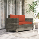 Outsunny Rattan Wicker 2-seat Sofa Loveseat Padded Garden Furniture