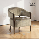 HOMCOM Accent Chair, Upholstered Armchair with Solid Wood Legs, Light Brown