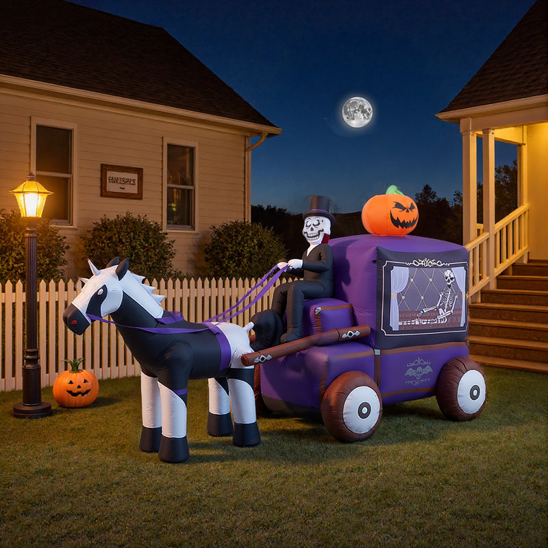 6ft Halloween Grim Reaper Carriage Inflatable with Build-In LED