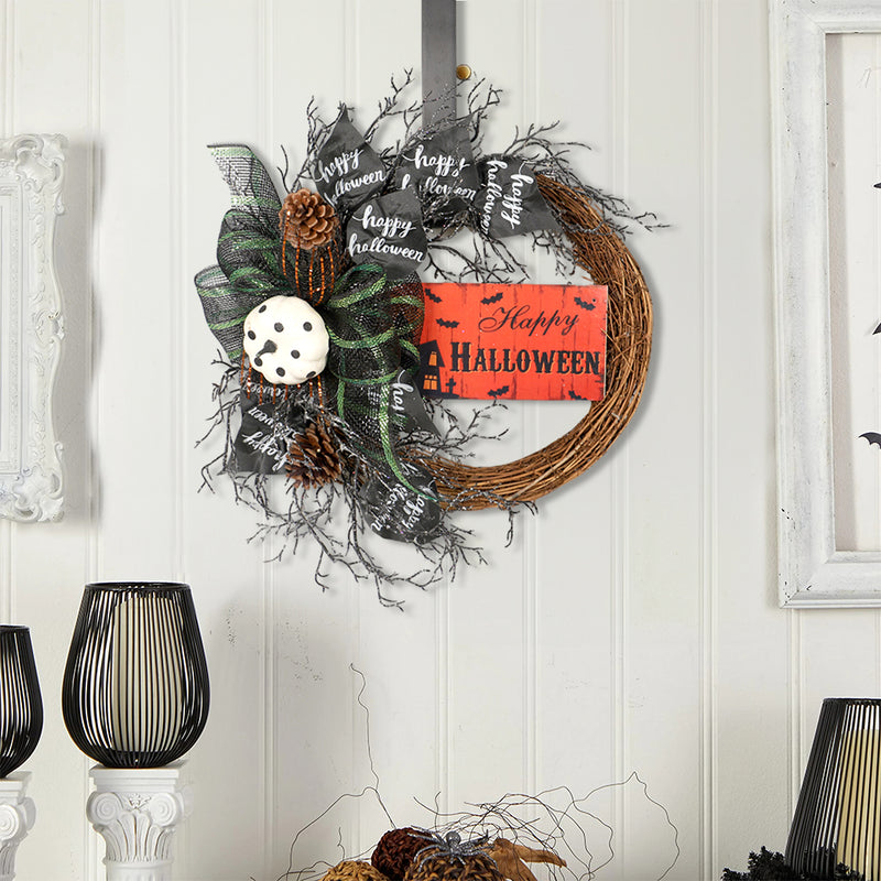 Black Bow Halloween Wreath