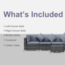 Outsunny Rattan Corner Sofa Set 8 Piece - Grey