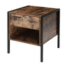 Livingandhome Retro Industrial-style Bedside Table Nightstand with Drawer & Open Front Storage Compartment