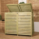 1.34m x 1.2m Large Wooden Outdoor Garden Double Wheelie Bin Store Storage for 2 Bins