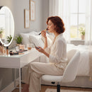 HOMCOM Desk Chair, Fluffy Swivel Office Chair For Makeup Vanity, Cream