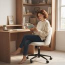 HOMCOM Desk Chair, Fluffy Swivel Office Chair For Makeup Vanity, Cream