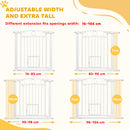 PawHut Stair Gate with Cat Door, Adjustable Width - White