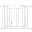 PawHut Stair Gate with Cat Door, Adjustable Width - White