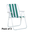 Outdoor Green and White Stripe Camping Chair with Armrests