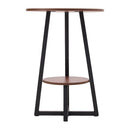 Livingandhome Wooden Round Side Table with Steel Frame