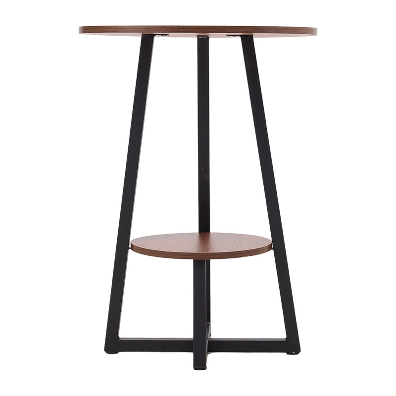Livingandhome Wooden Round Side Table with Steel Frame