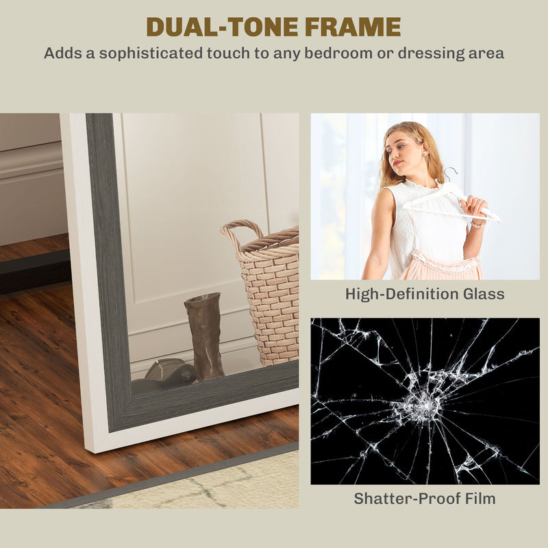 HOMCOM Full Length Mirror, Standing Leaning Wall, 163 X 53 Cm