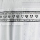 Tyrone Textiles Lucy Black Embroidered Heart Kitchen Window Set Curtain Pair with Frill Edging and Matching Tie Backs