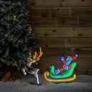 75cm Infinity Santa in Sleigh with Reindeer on Metal Base and Multi-Coloured LEDs