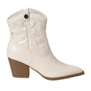 Embroidered Pointed Toe Cowboy Ankle Boots with Block Heel
