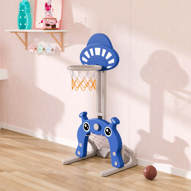 Livingandhome 2-in-1 Toddler Basketball Hoop Football Goal Set