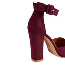 Pointed Toe High Block Heel Close Toe Shoes - Red