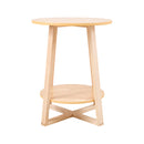 Livingandhome Round Side Table with Dual-Tier Storage