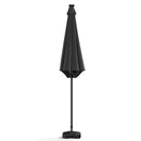 Garden Sanctuary Large Solar Powered LED Patio Umbrella for Outdoor Garden Patio with Base