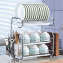 Livingandhome Kitchen 3-Tier Dish Drainer Storage Stand Bowl Plate Dryer Tray White