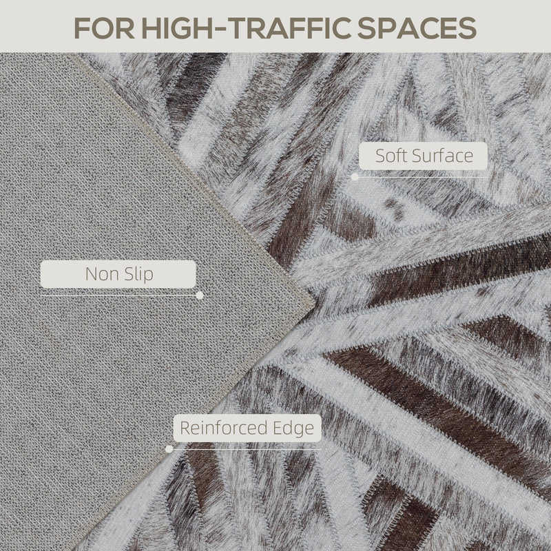 HOMCOM Non-Slip Washable Rug, Chenille Floor Carpet for Living Room,