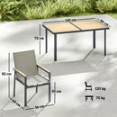 Outsunny 7 Piece Garden Dining Set, Outdoor Table and 6 Chairs, Khaki