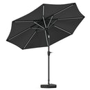 Garden Sanctuary Large Solar Powered LED Patio Umbrella for Outdoor Garden Patio with Base