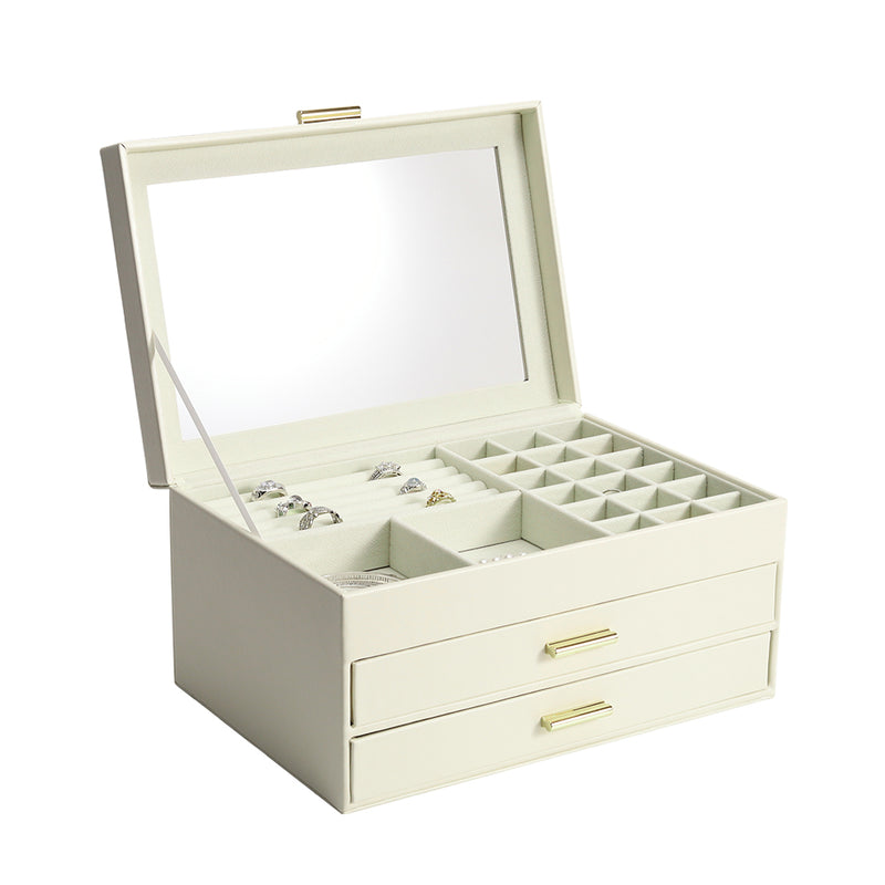 Sheonly PU Leather 3-Tier Jewellery Box Organizer with Drawers