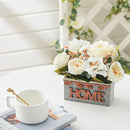 Lifeideas Country style Fake Hydrangea Peony in Wooden Vase Tabletop Centerpiece