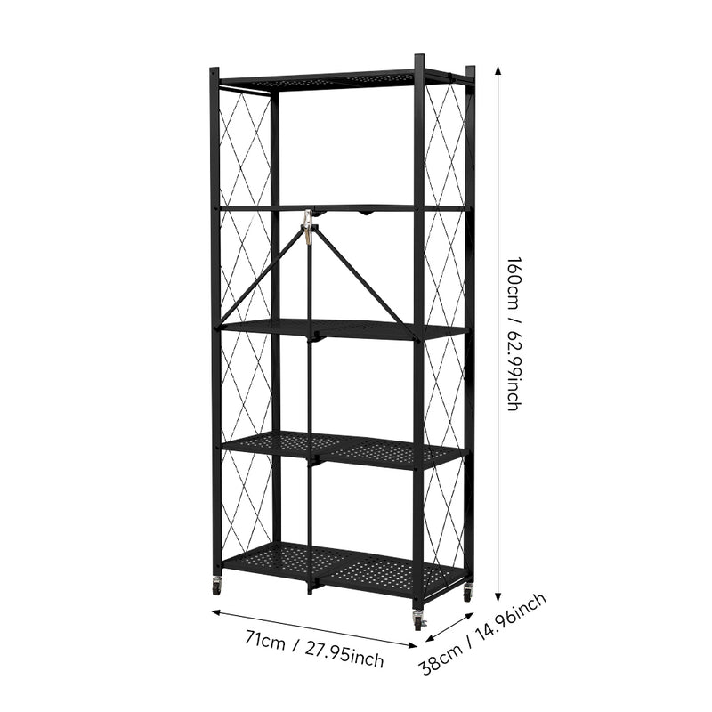 Livingandhome Black 5-Tier Metal Storage Rack